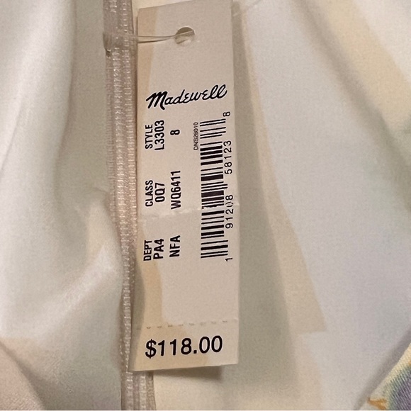 New with tags Madewell Cream Floral Long Sleeve Dress women's size 8 - Picture 16 of 16
